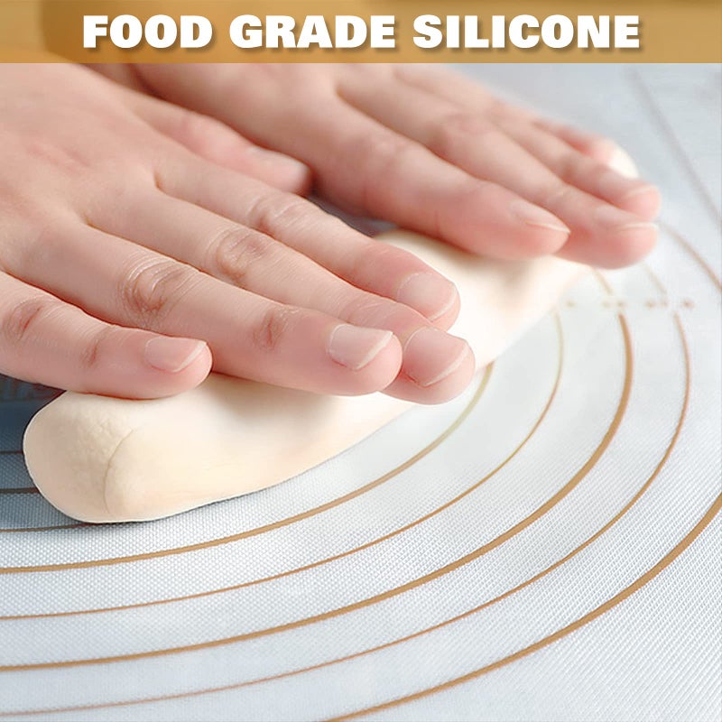 GREENRAIN Silicone Pastry Mat Extra Thick Large Non Stick Baking Supplies Kitchen Counter Cooking Rolling Dough Sheet Pie Crust Sourdough Bread Oven Liner with Measurement (L-16''(W)*24''(L), 3#Gold) - Image 2